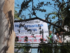 Hazara refugees stage a rooftop protest inside the Northern Immigration Detention Centre, Berrimah NT, on June 24. Photo by Emma Murphy