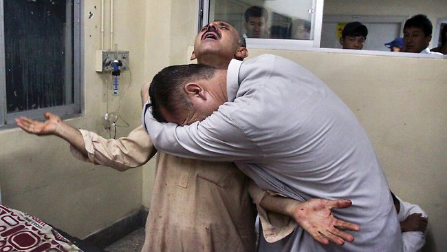 Pakistanis at Quetta hospital mourn the shooting death of a relative this week as Sunni extremists opened fire on Hazaras on a bus, the second such attack in weeks. Picture: AP Source: AP